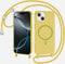 SLWYF Compatible with iPhone 13 Wireless Charging, Shockproof Removable Phone Case with Strap Adjustable Neck Cord Necklace Soft Cover for iPhone 13, Lemon yellow