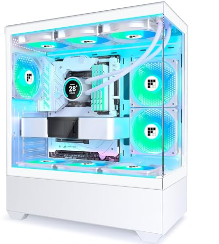 FOIFKIN PC Case - Pre-Installed 5 PWM ARGB Fan, ATX Mid-Tower Gaming PC Case, F01 (White, F01)