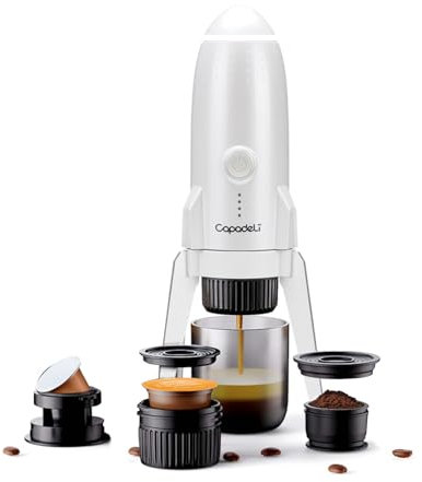 HAILASRE 3 in 1 Portable Espresson Machine Eletric Travel Coffee Maker With Heating for DolceGusto Pod,NS Capsule & Ground Coffee &, USB-type C & Car Charger,19 Bar Filter Coffee Maker (white)