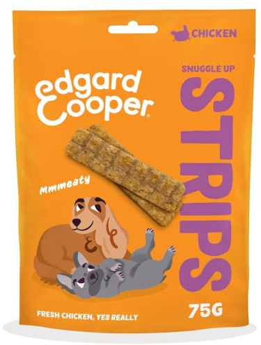 Edgard Cooper Hundeleckerli, Snuggle Up Strips Huhn 75g x 1 Adult Welpen Leckerlis, Getreidefrei, Natürliche Zutaten, hoher Proteingehalt und frisches Fleisch