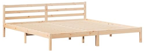 vidaXL Bettgestell mit Kopfteil Braun 220 x 200 cm Massivholz Kiefer, Stylische Schlafzimmermöbel, modernes Bettgestell aus Kiefer, eleganter Kopfteil, minimalistisches Design für schickes Zimmerdekor