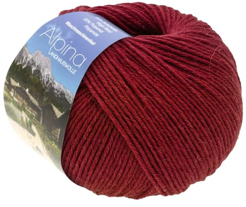 LANA GROSSA Alpina | Landhauswolle und Trachtengarn, waschmaschinenfest | Handstrickgarn aus 80% Schurwolle & 20% Polyamid | 100g Wolle zum Stricken & Häkeln | 210m Garn FB 77
