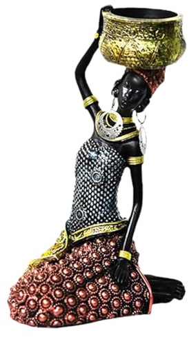 Afrikanische Deko, Vintage Deko Kerzenständer, Harz Vintage Ästhetische Afrikanische Weibliche Kerzens Sitzend, Frauenfigur Mädchen Figur Statue, Kerzen Ständer Für Geburtstag Weihnachts Hochzeit