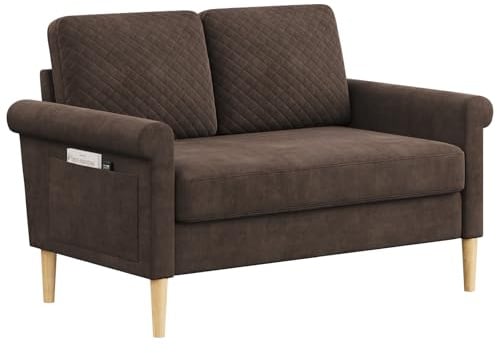 Vesgantti Sofa 2 Sitzer, Kleine Stoffcouch mit Armlehne,Mini Sofa für Wohnzimmer/Wohnung/Büro, Einfache Montage 123 x 70 x 88CM