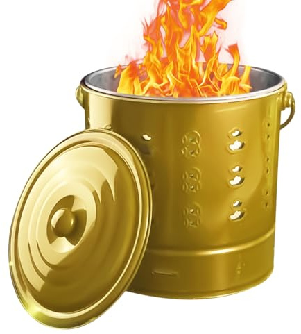 Feuertonne Trommel, Edelstahl Mülleimer mit Deckel, hitzebeständiger Brenner für den Außenbereich, bestes Hinterhof-Kaminzubehör, Landschaftsgärtner, , , Hof, Garten, Bauernhof