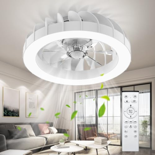 Ateroll Ventilatore da Soffitto con Luce 46CM, Dimmerabile 3000K-6500K & RGB Moderno Silenzioso Lampadario Ventilatore, 6 Velocità, Timer, per Camera da Letto Soggiorno