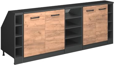 Vicco Küchenschrank für Dachschrägen R-Line, Goldkraft Eiche, 210 cm 5er Set Schrankkorpuss 60 cm Tiefe, geeignet für schräge Wände und Variable Küchenmontage