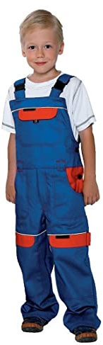 Bambini, salopette ragazzi, ragazze lavorano pantaloni dei bambini, tuta, Bob Aggiustatutto, Junior 100% cotone, Pantaloni al giardino (blu/rosso, 152)