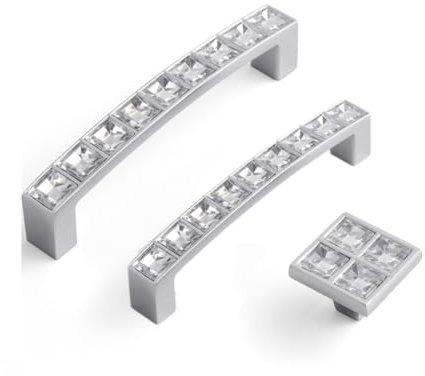Voleseni™ Kristall Stangengriff Möbelgriffe Schrankgriff Schubladengriff Küche Schrank Schublade Schranktür Stoßgriff Tür Lochabstände (96mm)