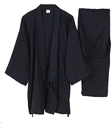 Kimono de méditation de style japonais pour homme - Bleu Marine - X-Large