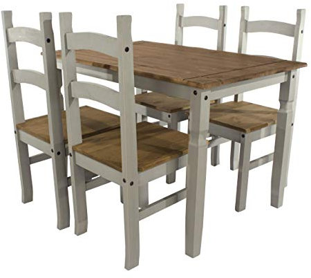 Core Products, Corona Grey Rectangular Dining Table & 4 chair SET