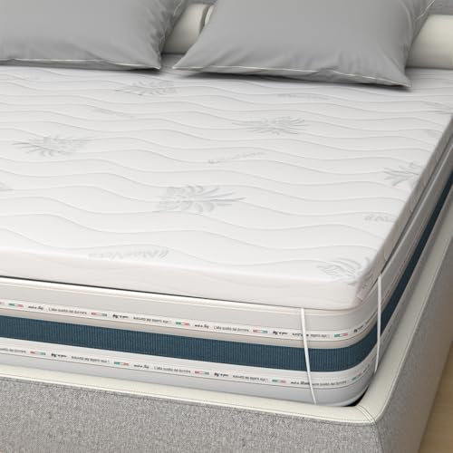 miasuite i sogni italiani Halbstarrer Topper für Einzelbett, 80 x 190 cm, 5 cm, medizinisches Gerät, abziehbar, Korrektur für Matratze