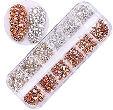 Egurs 1440 Pièces Cristaux De Clou AB Plat Dos Nail Art Strass 6 Tailles Nail Art Décorations Diamant Pierre pour Nail Art Vêtements Chaussures Sacs Artisanat 8#