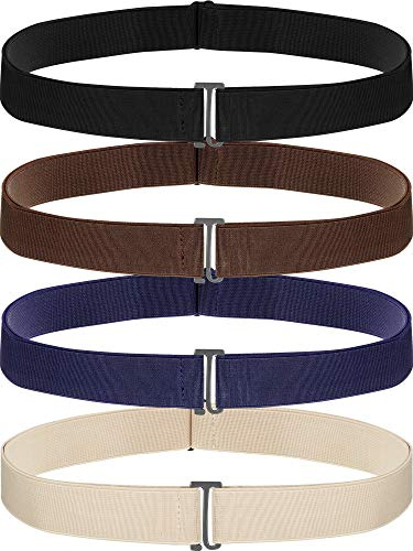 SATINIOR 4 Pack Invisible Stretch Belt Flat,Black, Dark Blue, Khaki, Brown