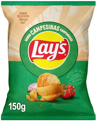 Lay's Campesinas, Patatas Fritas de cultivos sostenibles con sabores vegetales, Producto de Aperitivo, bolsa individual, 150g