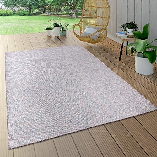 Paco Home Outdoor Teppich Balkon Terrasse Pastellfarben Flachgewebe Gartenteppich Modern, Grösse:120x160 cm, Farbe:Lila