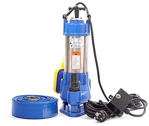 370W Fäkalienpumpe Schmutzwasserpumpe Tauchpumpe Abwasserpumpe mit Schneidwerk + Trockenlaufschutz + Überspannungsschutz + 10m Schlauch