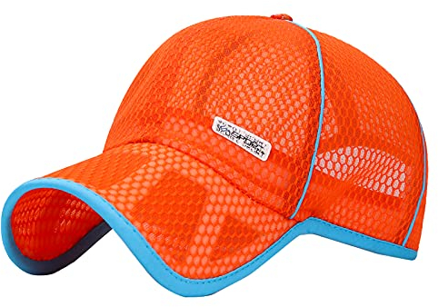 Happy Cherry Kinder Baseball Cap Jungen Sommer Basecap UV Schutz Einstellbar Mesh Atmungsaktiv Mütze Kappe für Mädchen Schule Sport Outdoor Orange
