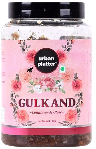 Urban Platter Gulkand naturel (confiture de pétales de rose), 1 kg [100 % naturel | Séché au soleil | Liquide de refroidissement naturel | Roses Chaitri.]