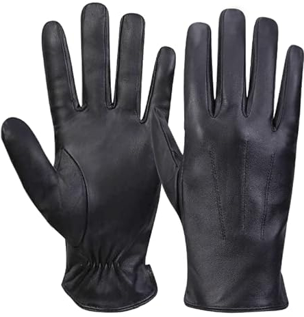 MGGM collection Herren Lederhandschuhe Kaschmir gefüttert,Schwarz,M