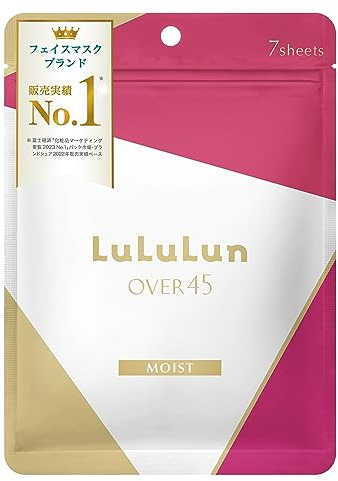 Lululun Over 45 Moist Tuchmaske - Anti-Aging, Anti-Falten Maske Gesichts mit Glaspeptiden für reife Haut - Straffende, aufhellende japanische Gesichtspflege für den täglichen Gebrauch (7 Blatt)
