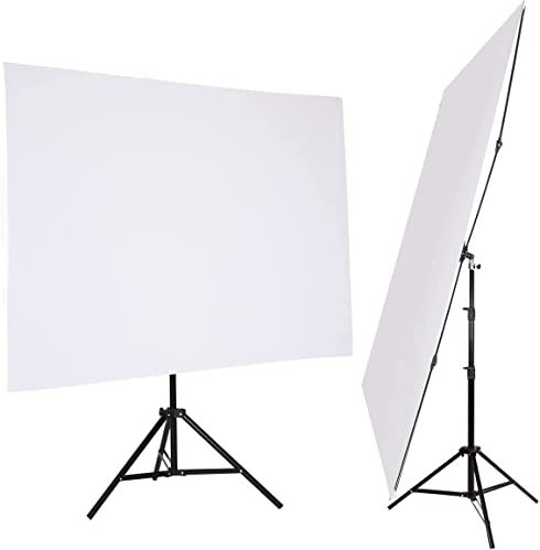 GSKAIWEN 5x6.5ft White Backdrop with Stand,Wrinkle-Resistant Collapsible Background Chromakey White Screen for Photo Studio Video Shooting, Portrait Headshot Photography