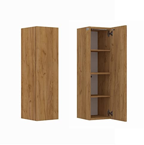 PLATAN ROOM Hängeschrank 105/160 cm hoch Wandschrank für Wohnzimmer Vitrinenschrank Hochschrank in Matt oder Hochglanz (Eiche Gold, 105 x 30 x 32)