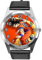 TAPORT Schwarze runde Lederuhr für Anime Fighters Fans, Schwarz , Armband