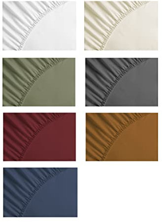 Yellow Perkal Spannbettlaken 100% Baumwolle Steghöe 38 cm für hohe Matratzen (140x200 cm, Midnight Blue)