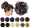 IMISSU 2 Pezzi disordinato chignon pezzo di capelli updo falso scrunchies coda di cavallo di estensione ondulati capelli ricci pezzi chignon fascia per le donne (2PZ Marrone Viola Chiaro)