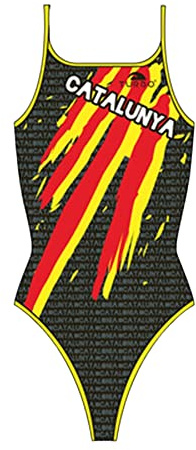 Turbo Maillot de bain Swimsuit Nat.Femme Catalogne (Tirante Fine) de Waterpolo Compétition Natation et Triathlon Motif Coupe confortable, Noir , M