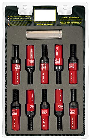 OMP SPEED - Set Performance-Schrauben mit Aluminiumschutz, M14X1.25, HEX: 17-19, L: 28 mm, Farbe: rot