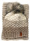kennydoo Mütze & Schal Set / 2 teilig/Damen Kombi - Beanie mit großem Bommel und Loop/kuschelig gestrickt (taupe)