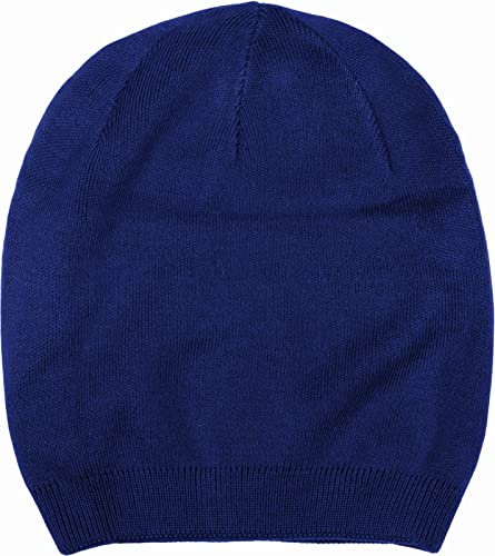 styleBREAKER Unisex Feinstrick Beanie Mütze Einfarbig mit Rippbündchen, Doppellagige Winter Strickmütze warm 04024195, Farbe:Dunkelblau