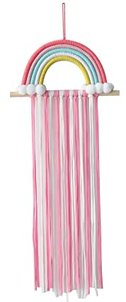 Cuqizu Bow Halter Für Mädchen Haarbögen.Bow Organizer Für Mädchen Haarbögen -Regenbogen Bogen Aufhänger mit Stirnband Halter Organizer mit Haarclip Organizer Für Mädchen Haarclips (Pink)