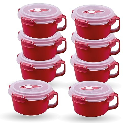 Bestlivings Frischhaltebox 0,85L - Frühstücksschale im Set Rot - 8er Pack (8 Stück)