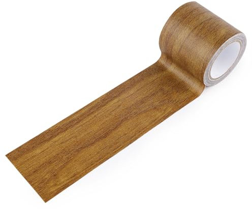 Wood Grain Repair Tape, 2.2 Inch x 15ft Wood Colored Trim Wood Effect Duct Tape Self-adhesive Simulated Wood Patch Tape for Tables, Doors, Windows, Floors (Brown)