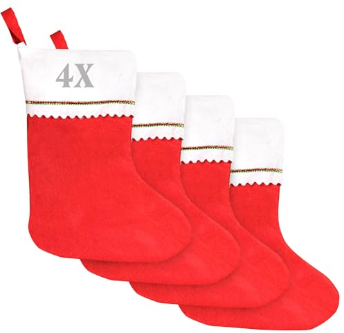SALADOCY 4 Piezas Medias de Navidad, para el árbol de Navidad Chimenea Decoración, Adorno de Navidad Bolsa de Dulces, Calcetín de Decoración Navideña para Llenar y Colgar