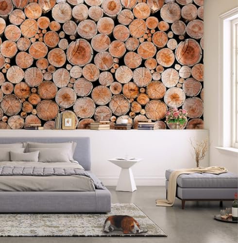 marburg Fototapete Holz Bäume Braun XXL Baumstämme Modern Design Tapete Vliestapete für Wohnzimmer Schlafzimmer Made in Germany 2,5 x 1,59m