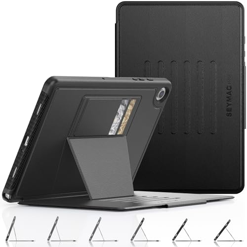 SEYMAC stock Funda para Samsung Galaxy Tab A9+ / A9 Plus 11'' 2023 SM-X210/X216/X218, Estuche Inteligente con [Multiángulo] Soporte Ajustable & Ranura para Tarjetas, Auto-Sueño/Estela, Negro