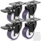 JAMATA Set 4 Rotelle Pivotanti TPE 50mm per Mobili - Ruote Girevoli Silenziose con Freno,Portata 160kg - Ideali per Uso Interno ed Esterno,Antigraffio - Incluse 16 Viti per Facile Installazione