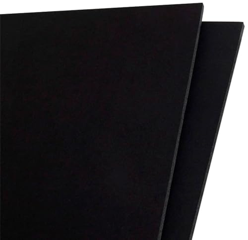 Acan Tradineur Lot de 2 feuilles de carton plume A3, épaisseur 5 mm, travaux manuels, support pour présentations, maquettes, base à carreaux, décoration (noir) - 29,7 x 42 cm