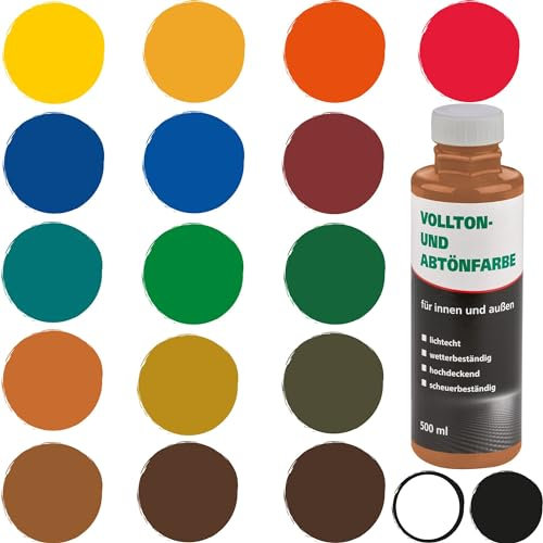 Bodenmeister Abtönfarbe Vollton-Farbe 500 ml, Mischfarbe für Wandfarbe innen und außen, 13 hell-braun terrakotta 923