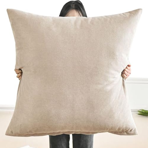 Kissenhülle 80x80 Boho,Sofa Dekokissen Bezug 50x50, Samt Kissenbezug 60x60 Kissenbezüge 70x70 Abnehmbare Kissenüberzug und Atmungsaktiv Kopfkissenbezug mit Reißverschluss ( Color : Beige , Size : 80x8