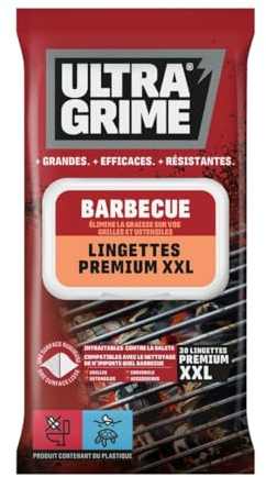 UltraGrime Barbecue Lingettes Nettoyantes XXL - 30 Grandes Lingettes Robustes Pour BBQ - Polyvalentes Pour Le Nettoyage