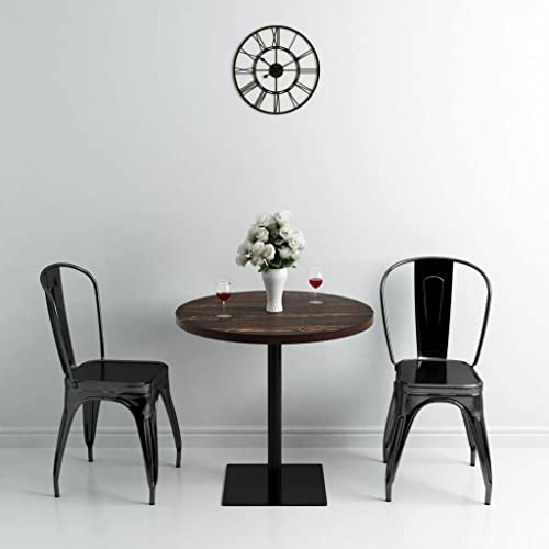 WEMYUFURN Bistrotisch MDF und Stahl Rund 80x75 cm Dunkle Esche, Tisch für Mahlzeiten, Küchentisch, Esszimmertisch für Esszimmer und Küche