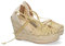 shoes&blues.es 81038-Sandalias de Cuna con Cordones Anudables al Tobillo y Diseno Trenzado Elegante y Comodas, Piso de Yute. Talla 36 Oro