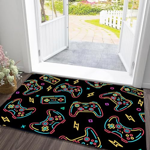 Osimiccp Gaming-Teppich für Jungenzimmer, rutschfest, Neon-Gamer-Teppich, 3D-Druck, Playstation-Teppich für Schlafzimmer, Wohnzimmer, Spielzimmer, Dekoration