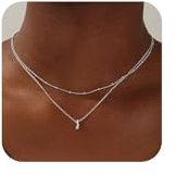 TINGN Kette Damen Kette mit Buchstaben, Silber Buchstaben J Halskette Layered Silberkette Buchstabenkette Damen Initialen Halskette Damen Personalisierte Silber Buchstaben Kette für Frauen Mädchen