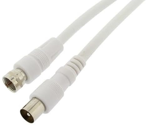 Cable de conexión antena F macho a DIN macho de 2.5m, ideal para transmisión de señal en sistemas de audio y video.